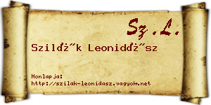 Szilák Leonidász névjegykártya